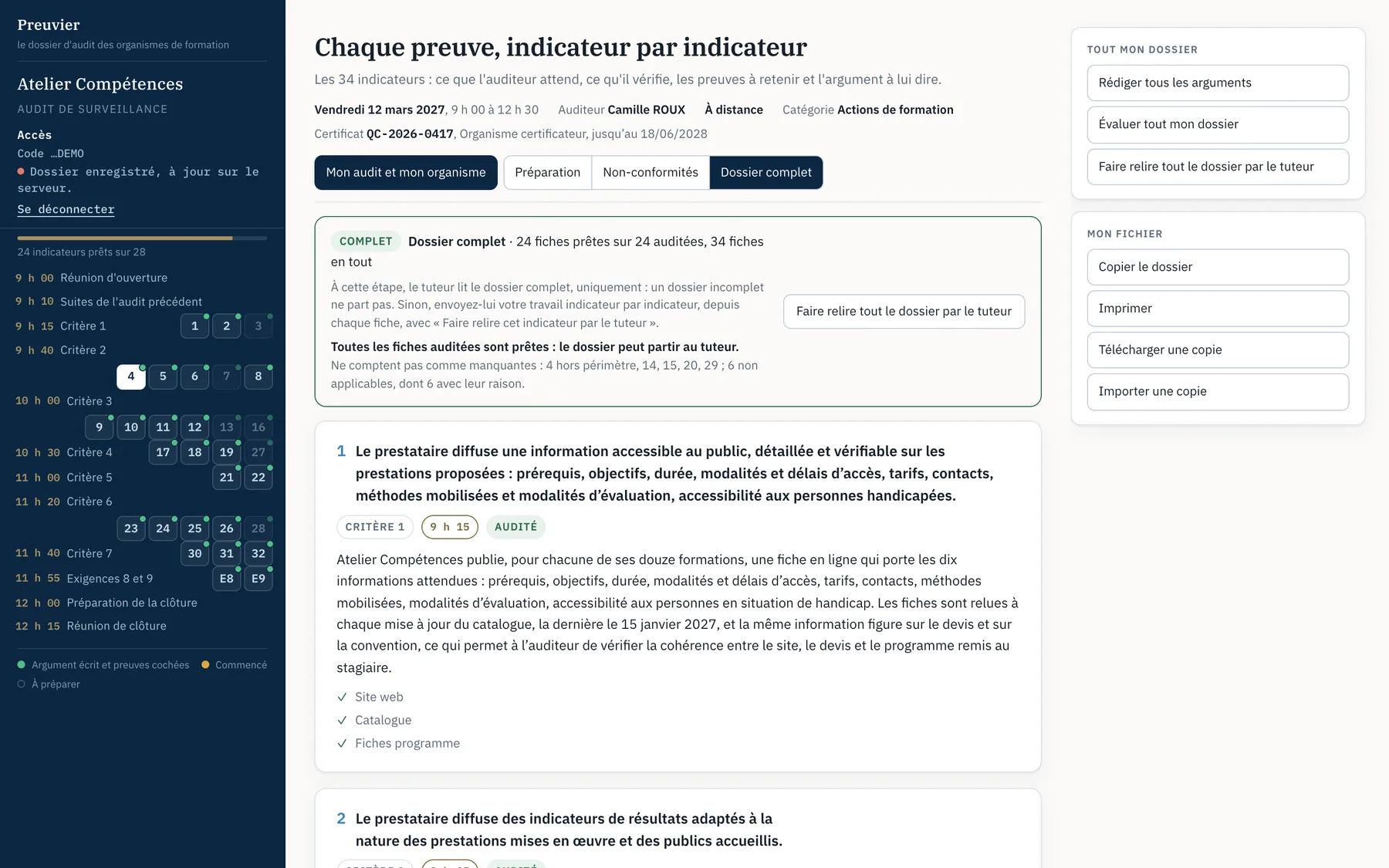 Faites relire par le tuteur