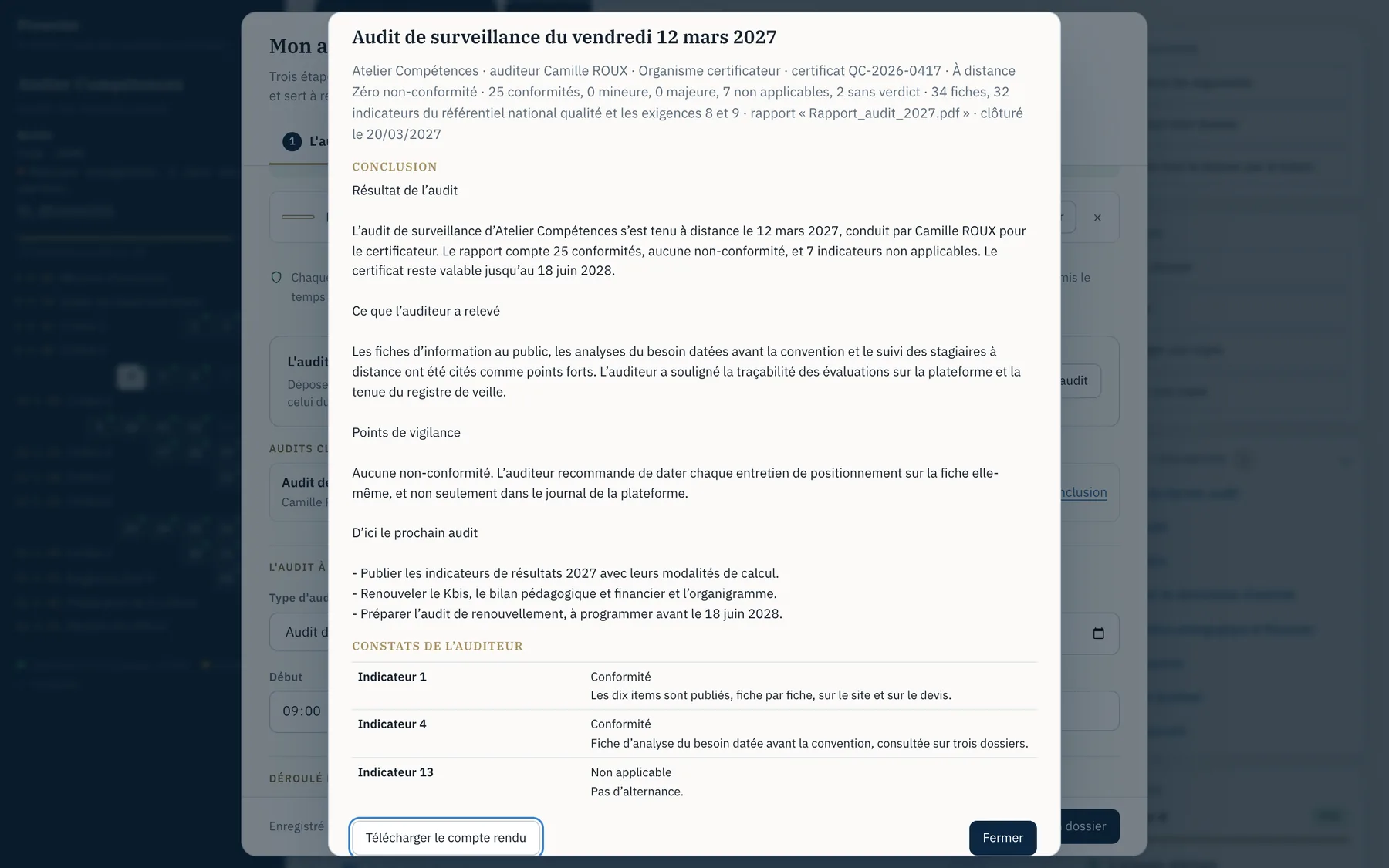 Après l’audit, clôturez